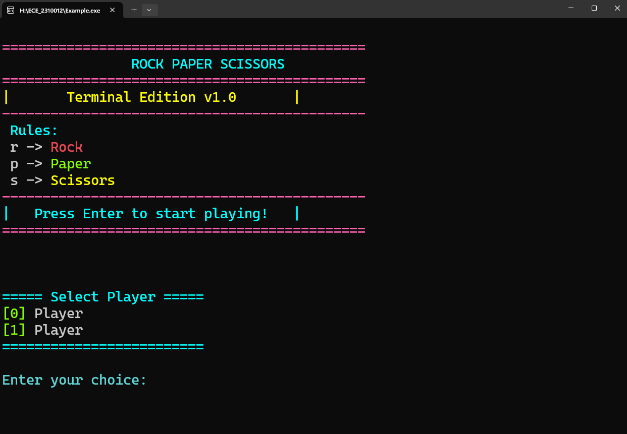Rock Paper Scissors Output 1