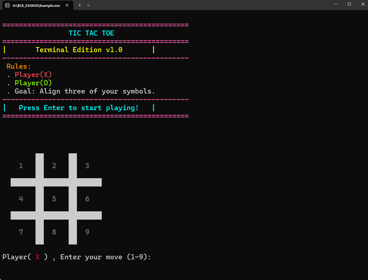 Tic Tac Toe Output 1